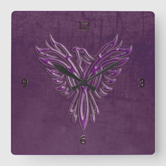 Lila Phoenix-Aufstieg, Ledertextur Große Wanduhr (Vorderseite)