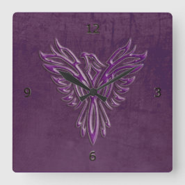 Lila Phoenix-Aufstieg, Ledertextur Große Wanduhr