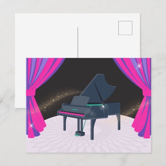 Lila Piano-Bühne Postkarte (Vorne/Hinten)