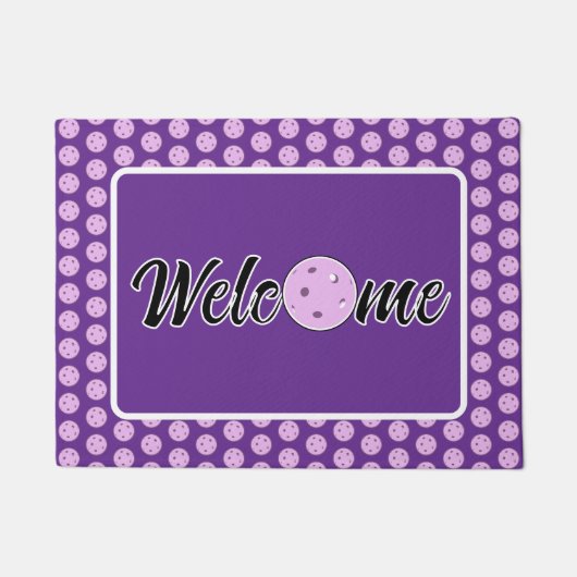 Lila Pickleball Court Zuhause Entryway Willkommen Fußmatte (Vorderseite)