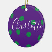 Lila Pickleball mit benutzerdefinierter Meldung au Keramik Ornament (Links)