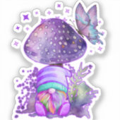 lila Pilz mit Gnome Aufkleber (Vorderseite)