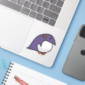 Lila Pinguin Aufkleber (Laptop mit iPhone)