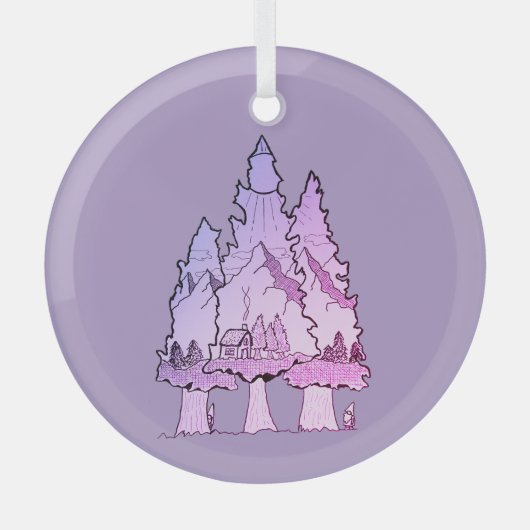 Lila Pinien Ornament Aus Glas (Vorderseite)