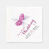 Lila Pinienhaine Winterhochzeit Serviette (Vorderseite)