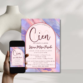 Lila Pink Agate Spanisch 100. Geburtstag für sie Einladung