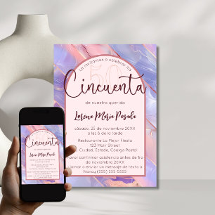 Lila Pink Agate Spanisch 50. Geburtstag für sie Einladung
