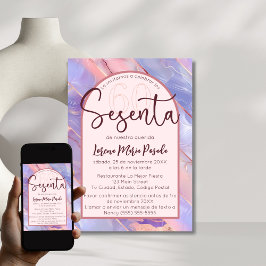 Lila Pink Agate Spanisch 60. Geburtstag für sie Einladung
