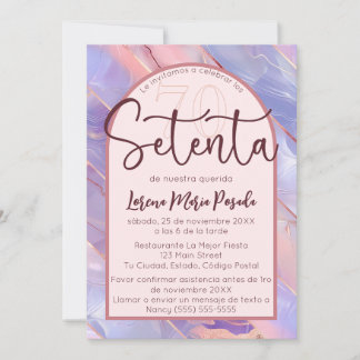 Lila Pink Agate Spanisch 70. Geburtstag für sie Einladung