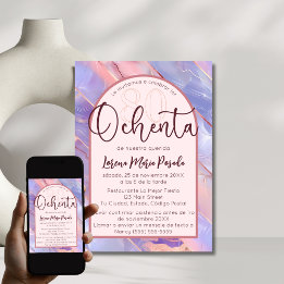 Lila Pink Agate Spanisch 80. Geburtstag für sie Einladung