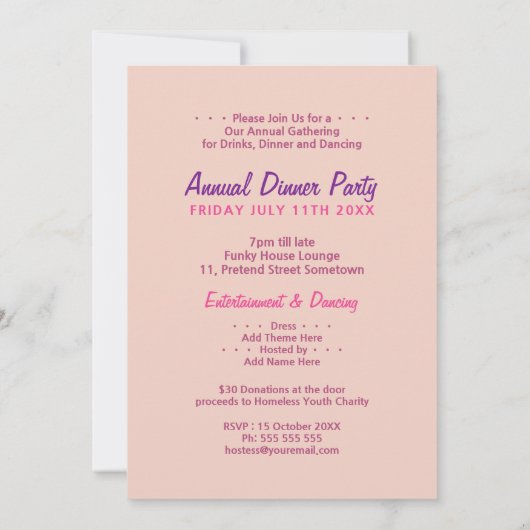 Lila Pink Aqua Boho Chic Dinner Drinks Party Einladung (Rückseite)