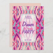 Lila Pink Aqua Boho Chic Dinner Drinks Party Einladung (Vorne/Hinten)