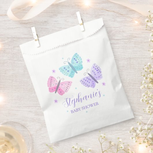 Lila Pink Aqua Butterflies Babydusche Geschenktütchen (Ausgeschnitten)