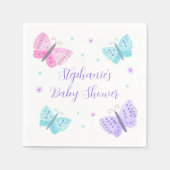 Lila Pink Aqua Butterflies Babydusche Serviette (Vorderseite)
