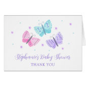 Lila Pink Aqua Butterflies Kinderdusche Danke (Vorderseite (Horizontal))