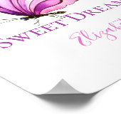 Lila Pink Aquarell Schmetterling Kinderzimmer Kuns Poster (Ecke)