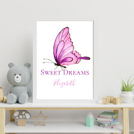 Lila Pink Aquarell Schmetterling Kinderzimmer Kuns Poster