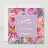 Lila Pink Aquarell Wildblumen 75. Geburtstag Einladung (Vorderseite)