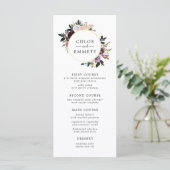 Lila Pink-Aquarellblütenhochzeit Menükarte (Stehend Vorderseite)