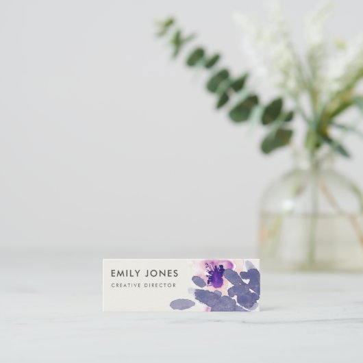 LILA PINK BLAU INK WASCHWASSERFARBE MINI VISITENKARTE (Stehend Vorderseite)
