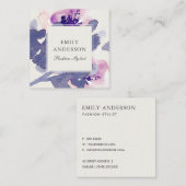 LILA PINK BLAU INK WASCHWASSERFARBE QUADRATISCHE VISITENKARTE (Vorne/Hinten)