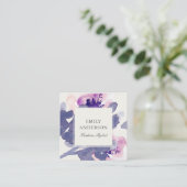 LILA PINK BLAU INK WASCHWASSERFARBE QUADRATISCHE VISITENKARTE (Stehend Vorderseite)