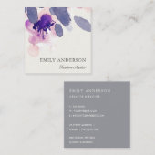 LILA PINK BLAU INK WASCHWASSERFARBE QUADRATISCHE VISITENKARTE (Vorne/Hinten)