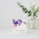 LILA PINK BLAU INK WASCHWASSERFARBE QUADRATISCHE VISITENKARTE (Stehend Vorderseite)