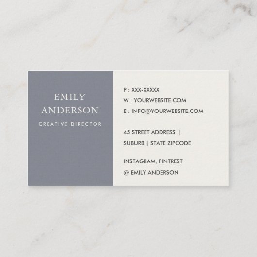 LILA PINK BLAU INK WASCHWASSERFARBE VISITENKARTE (Rückseite)