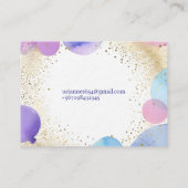 Lila Pink Blue Balloon Stilvoller Party-Veranstalt Visitenkarte (Rückseite)