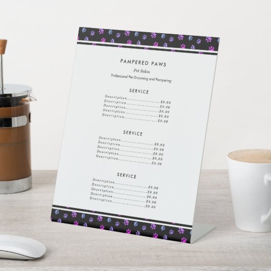 Lila Pink Blue Beruflich Pet Salon Service Sockelschild (In SItu)