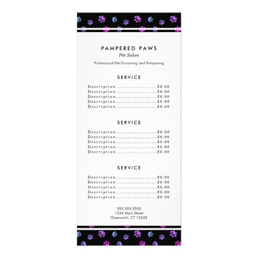 Lila Pink Blue Beruflich Pet Salon Service Werbekarte (Hinten)