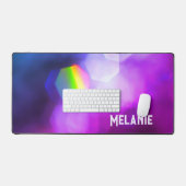 Lila Pink Blue Bright Dazzzding Prism Regenbogen Schreibtischunterlage (Tastatur & Maus)