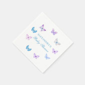 Lila Pink Blue Butterfly Baby Dusche Serviette (Ecke)