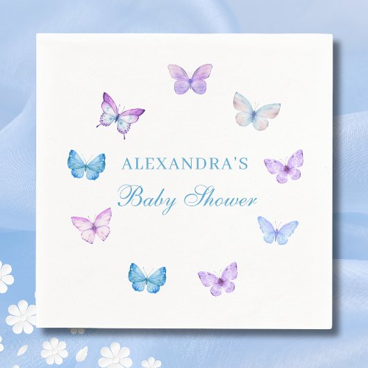 Lila Pink Blue Butterfly Baby Dusche Serviette