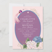 Lila Pink Blue Chinoiserie Peony Tassel Wedding Einladung (Vorderseite)