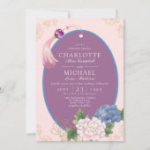 Lila Pink Blue Chinoiserie Peony Tassel Wedding Einladung (Vorderseite)