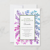 Lila Pink Blue Eucalyptus Baby Dusche Einladung (Vorderseite)
