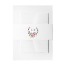 Lila Pink & Blue Floral Wreath Monogramm Hochzeit