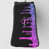 Lila Pink Blue Glitzer Tropfen Monogramm Name Golf Headcover (Rotieren 90)