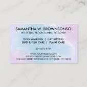 Lila Pink Blue Hunde Katzen Dusche Pet Groomer Visitenkarte (Rückseite)