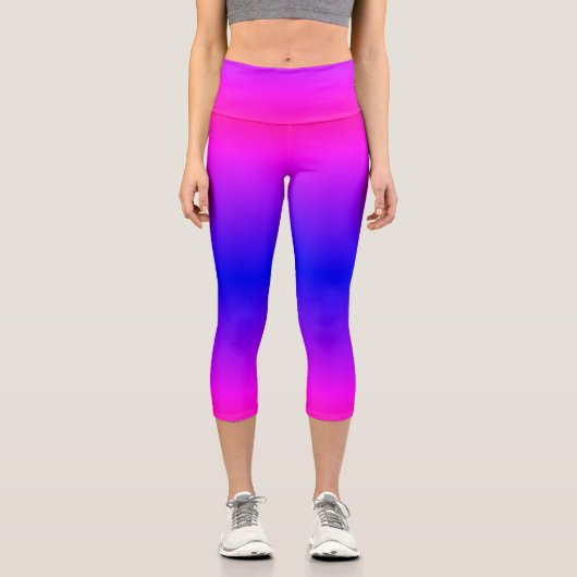 Lila Pink Blue Neon Gradient Ombre Leggings (Vorderseite)