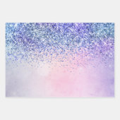 Lila Pink Blue Ombre Glitzer Geschenkpapier Set (Vorderseite)