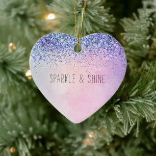 Lila Pink Blue Ombre Glitzer Keramik Ornament