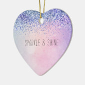 Lila Pink Blue Ombre Glitzer Keramik Ornament (Links)