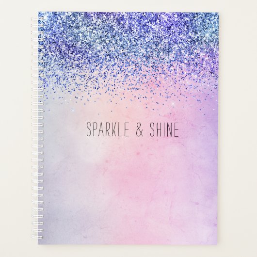 Lila Pink Blue Ombre Glitzer Planer (Vorderseite)