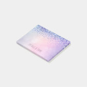 Lila Pink Blue Ombre Glitzer Post-it Klebezettel (angewinkelt)