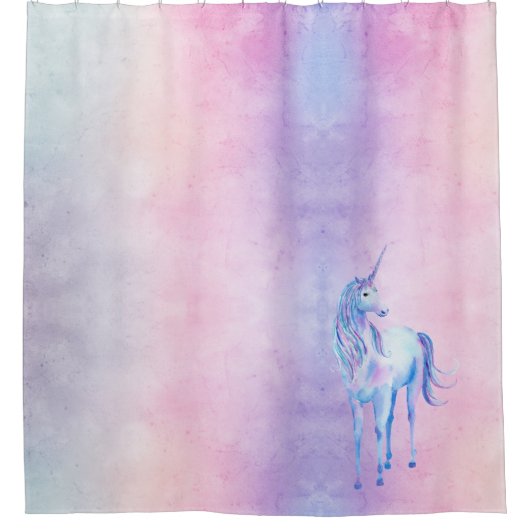 Lila Pink Blue Ombre Unicorn Duschvorhang (Vorderseite)