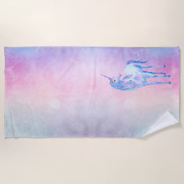 Lila Pink Blue Ombre Unicorn Strandtuch