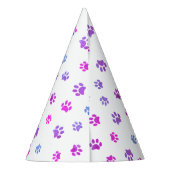 Lila Pink Blue Paw Prints Geburtstag Partyhütchen (Rückseite)